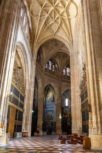 Segovia Spagna Cattedrale Segovia Vista Interna Della Navata Volte Gotiche — Foto Stock