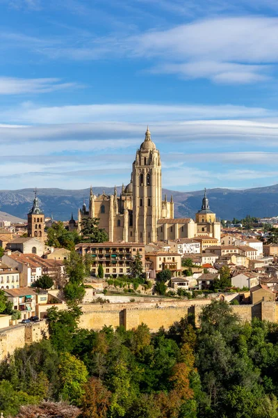 Segovia España Skyline Con Catedral Segovia Parte Superior Iglesias Arquitectura — Foto de Stock