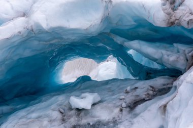 Blue ice cave in Skaftafell Glacier, part of Vatnajokull National Park, Iceland.