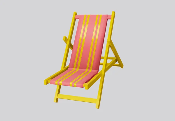 Απεικόνιση Παραλία Καρέκλα Κίτρινο Και Ροζ Απομονωμένο Λευκό Φόντο Απόδοση — Φωτογραφία Αρχείου