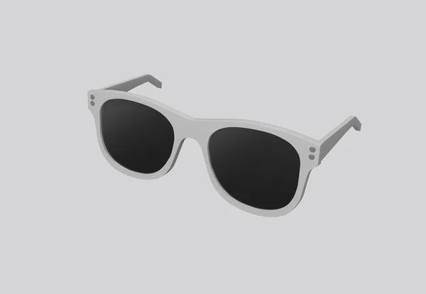 3D显示灰色时尚太阳镜和黑色镜片隔离在白色背景 3D渲染 — 图库照片
