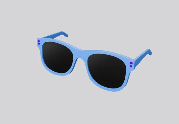 3Dイラスト青のファッションサングラスと白の背景に隔離された黒のレンズ 3Dレンダリング — ストック写真