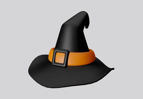 Ilustración Halloween Sombrero Bruja Negro Aislado Sobre Fondo Blanco Renderizado —  Fotos de Stock