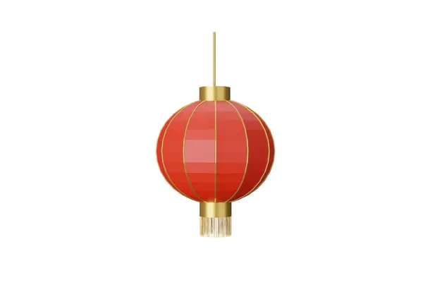3D illustration Chinese red hanging lantern isolated on white background. Decorations for the Chinese new year. Realistic 3d design element. 3d rendering