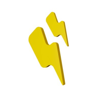 Şeffaf arkaplanda izole edilmiş üç boyutlu resimli ışıklar. Gök gürültüsü sembolü 3 boyutlu. Gerçekçi gök gürültüsü, enerjinin, tehlikenin ve gücün sembolü. Şimşek elektrik amblemi.