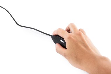 computer mouse with hand isolate on white background.