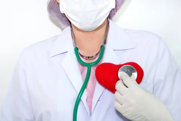 Female Doctor Stethoscope Heart — Stock Photo, Image