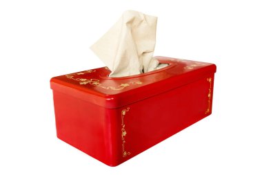 Beyaz bir arka plan üzerinde izole kırmızı doku kutusu