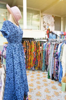 bohemian clothes for sale in the market.