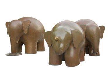 Stucco of elephants isolate on white background.