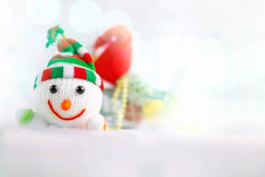 Santa Claus and Christmas gift Signs of Christmas toy souvenir with colour of bokeh background.