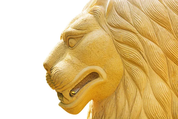 Statue stone head of a Lion on white background