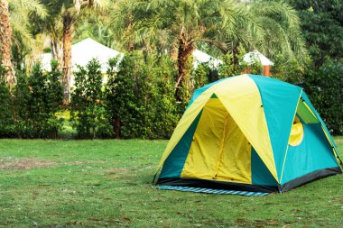 Camping Tents in forest with natural background. 