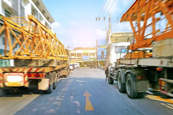 Motion blur of image of Trucks on parking rod, Super dump truck.