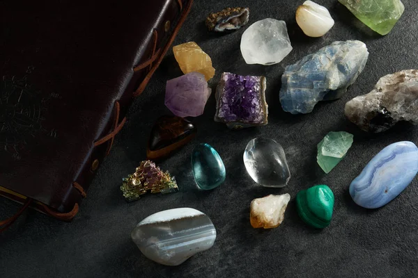 Various Gem Stones Dark Table — Stock Photo, Image