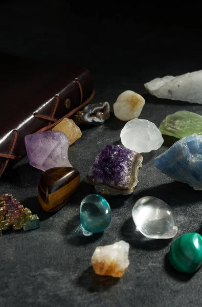 Various Gem Stones Dark Table — Stock Photo, Image