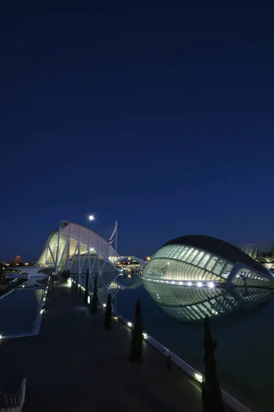 Stadsgezicht Lichten Van Nacht Stad Van Wetenschap Kunst Valencia 2023 — Stockfoto