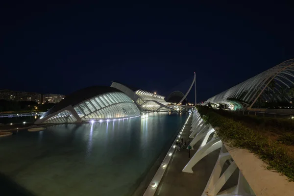 Városkép Fények Éjszaka Város Tudomány Művészet Valencia 2023 — Stock Fotó
