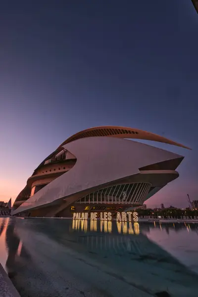 Valencias Emblem Vetenskapens Och Konstens Stad Det Mjuka Solnedgångsljuset Valencia — Stockfoto