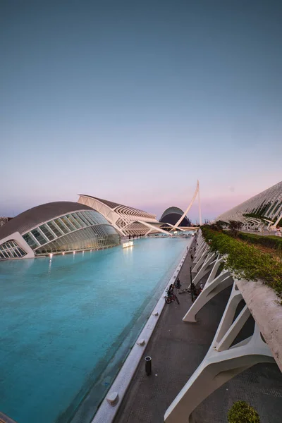 Emblema Valencia Ciudad Ciencia Arte Suave Luz Del Atardecer Valencia — Foto de Stock