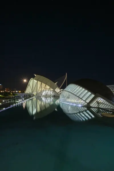 Stadsgezicht Lichten Van Nacht Stad Van Wetenschap Kunst Valencia 2023 — Stockfoto