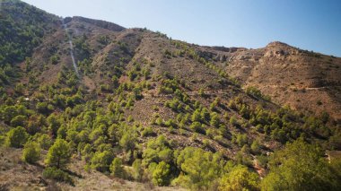 panoramik manzara dağ manzarası ve berrak gökyüzü