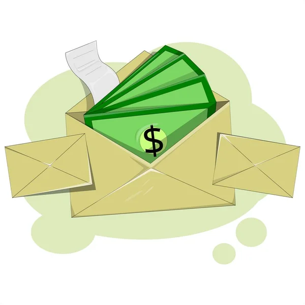 Vetor Envelope Cor Creme Contendo Várias Notas Dentro Dinheiro Presentes — Vetor de Stock