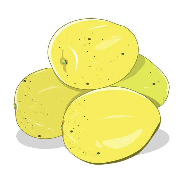 Frutto Mango Vettoriale Colore Giallo Che Indica Che Frutto Abbastanza — Vettoriale Stock