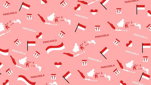 Cor Rosa Design Fundo Com Padrão Independência Estado Indonésio —  Vetores de Stock