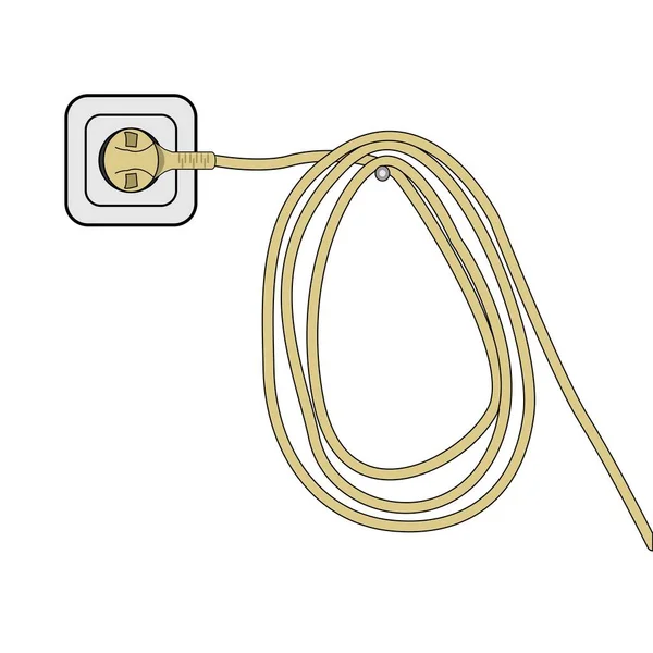 Illustration Une Prise Électrique Sur Mur Installée Avec Câble Rouleau — Image vectorielle