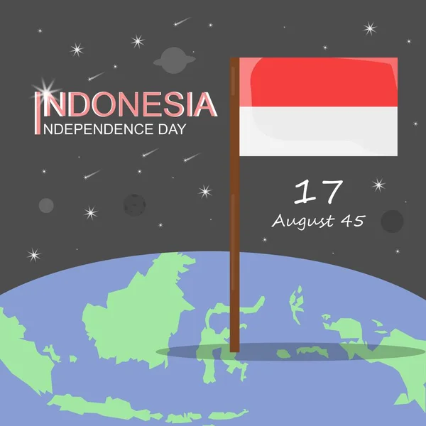 Vector Groet Gelukkige Onafhankelijkheidsdag Indonesië — Stockvector
