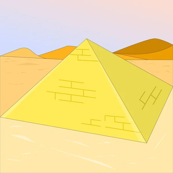 从顶部看金字塔的矢量自然景观 后面是沙漠 — 图库矢量图片