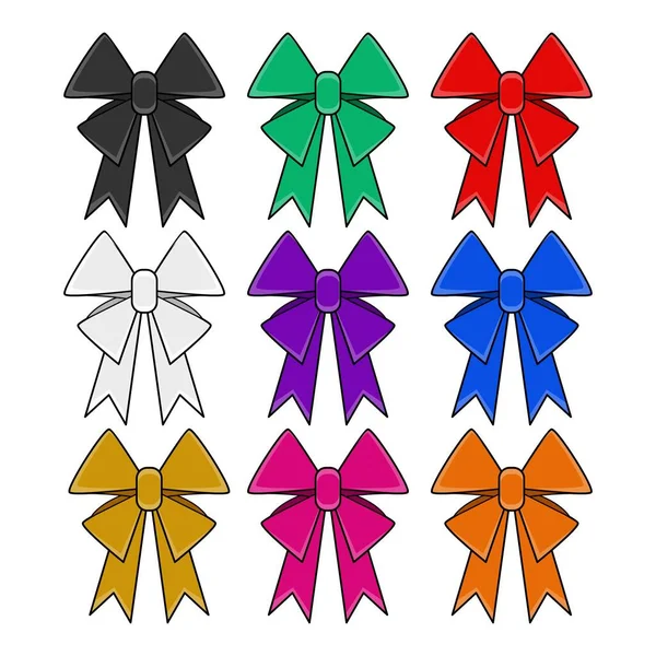Vector Sammlung Von Bändern Verschiedenen Farben Mit Krawatten Jeder Ecke — Stockvektor