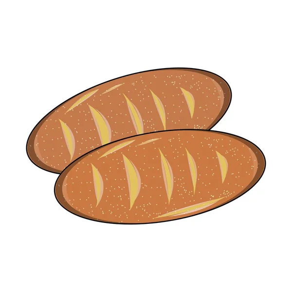 Вектор Два Хлеба Продукты Питания Пшеницы Посыпать Семена Кунжута Хлеб — стоковый вектор