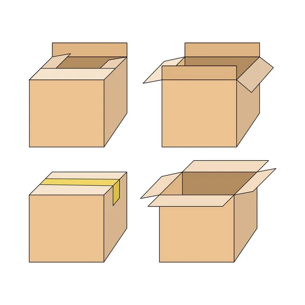 Vector Packing Package Some Form Cardboard Box Unsealed — Stock Vector