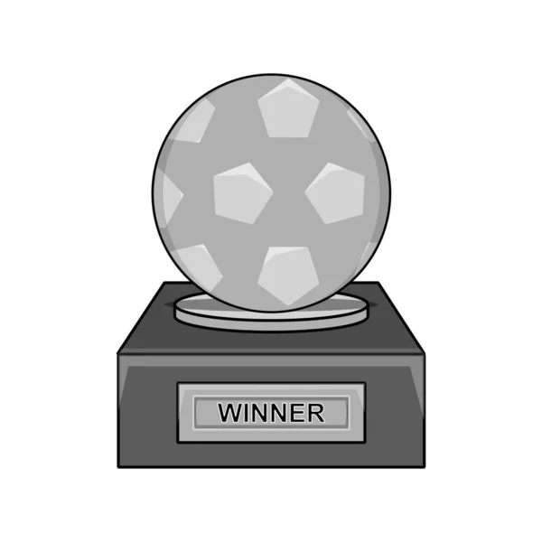 Vektor Design Eines Silbernen Fußballpokals Mit Den Worten Des Siegers — Stockvektor