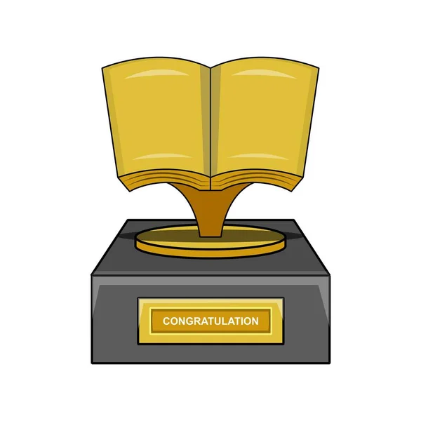Goldfarbenes Design Der Glückwunschtrophäe Für Buchwettbewerbe Und Auszeichnungen — Stockvektor