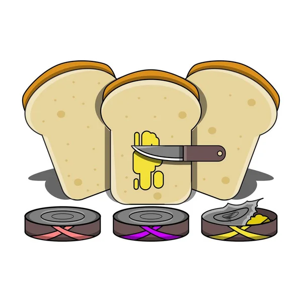 Vector Ontwerp Met Het Concept Van Brood Ingesmeerd Met Jam — Stockvector