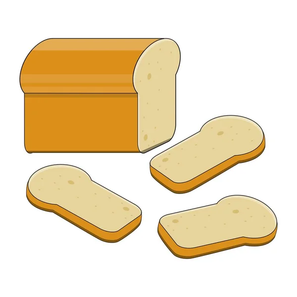 Mendesain Roti Putih Yang Baru Dipanggang Dan Irisan Roti Putih - Stok Vektor