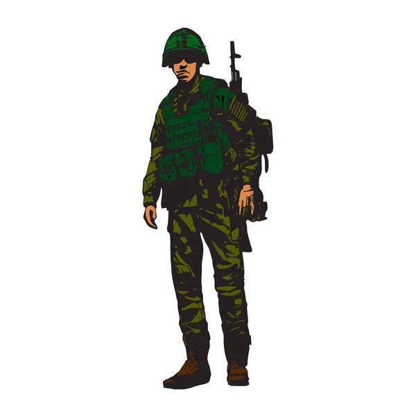 Солдат Форме Военная Иллюстрация Силуэт Солдата — стоковый вектор