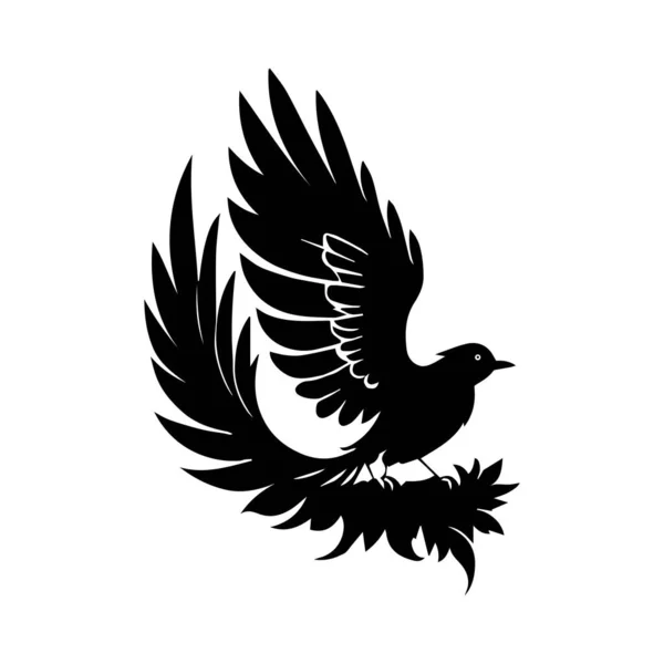 Logo Silhouette Oiseau Design Emblème — Image vectorielle
