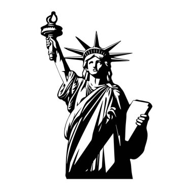 Özgürlük Heykeli grafik çizimi. Amerikan sembolü. New York, ABD