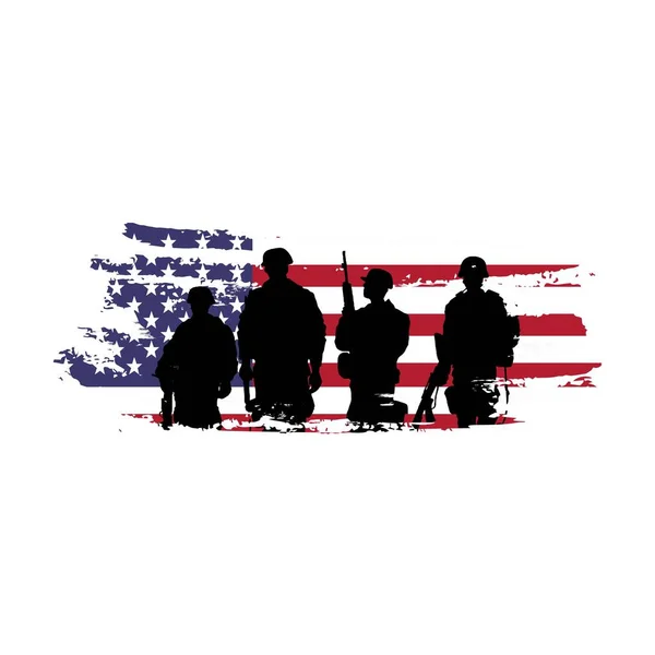 Плакат Дня Ветерана Честь Служил Иллюстрация Дня Ветерана Американским Флагом — стоковый вектор