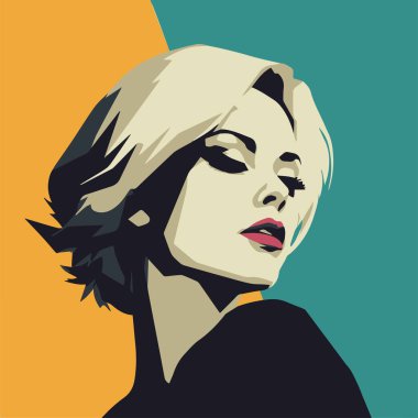 Kadın portresi. Vektör düz çizim. Sosyal ağ için Avatar. Vektör düz resimleme