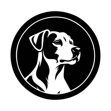 Siyah ve beyaz köpek logo vektör çizimi, amblem, simge