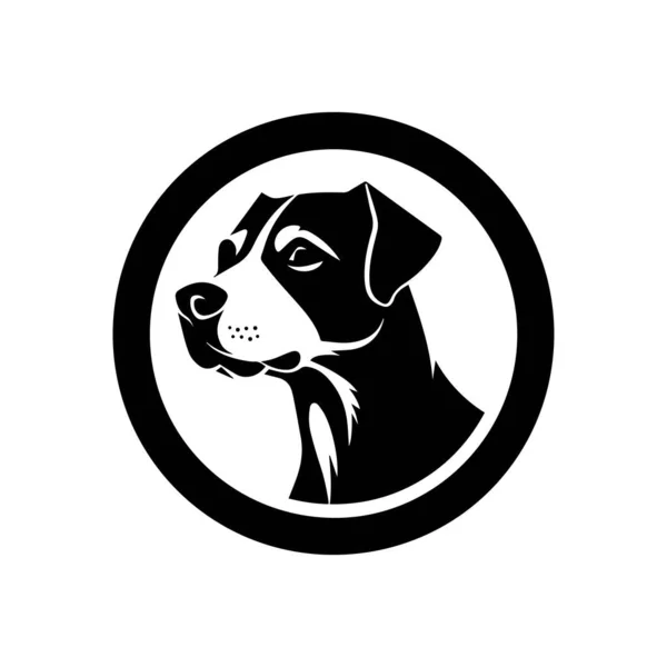 Siyah Beyaz Köpek Logo Vektör Çizimi Amblem Simge — Stok Vektör