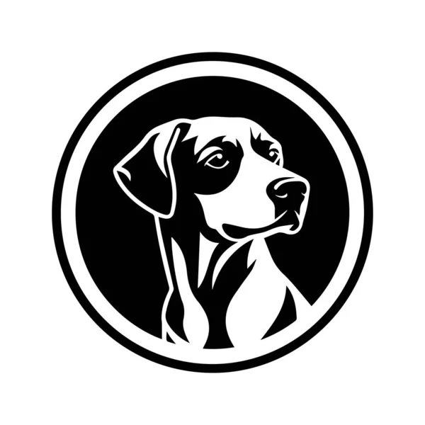 Schwarz Weißes Hundelogo Vektor Illustration Emblem Symbol — Stockvektor