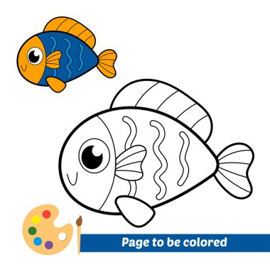 Çocuklar için boyama kitabı, balık vektörü