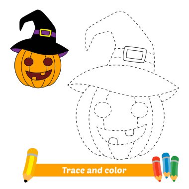 Çocuklar için iz ve renk, Cadılar Bayramı balkabağı vektörü