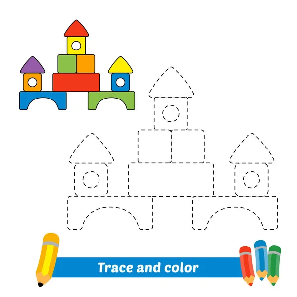 Spoor Kleur Voor Kinderen Blokken Speelgoed Gebouw Toren Vector — Stockvector